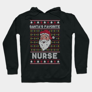 Santa's Favorite Nurse // Funny Ugly Christmas Sweater // Registered Nurse Holiday Xmas Hoodie